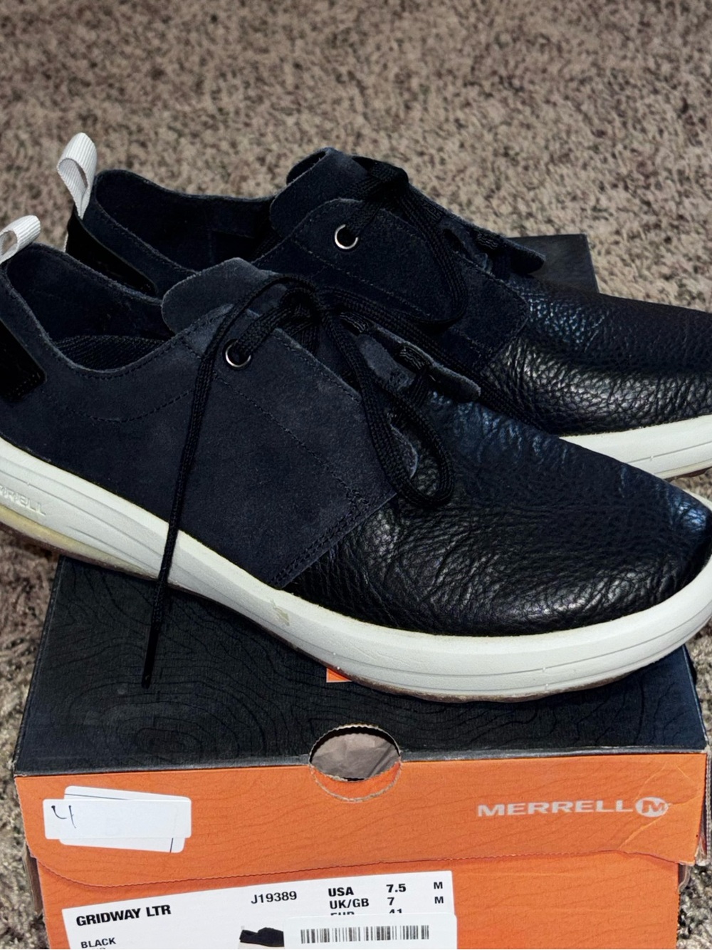 New J19389 Mens Merrell Gridway LTR Shoes Black Size 7.5